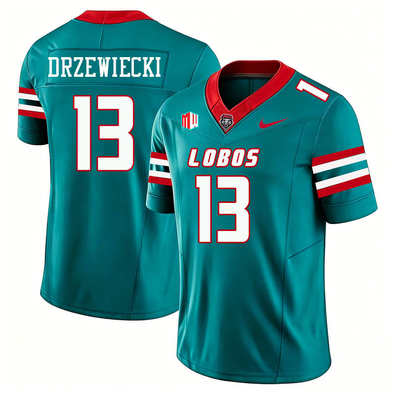 New Mexico Lobos #13 Luke Drzewiecki College Football Jerseys,Uniforms-Turquoise